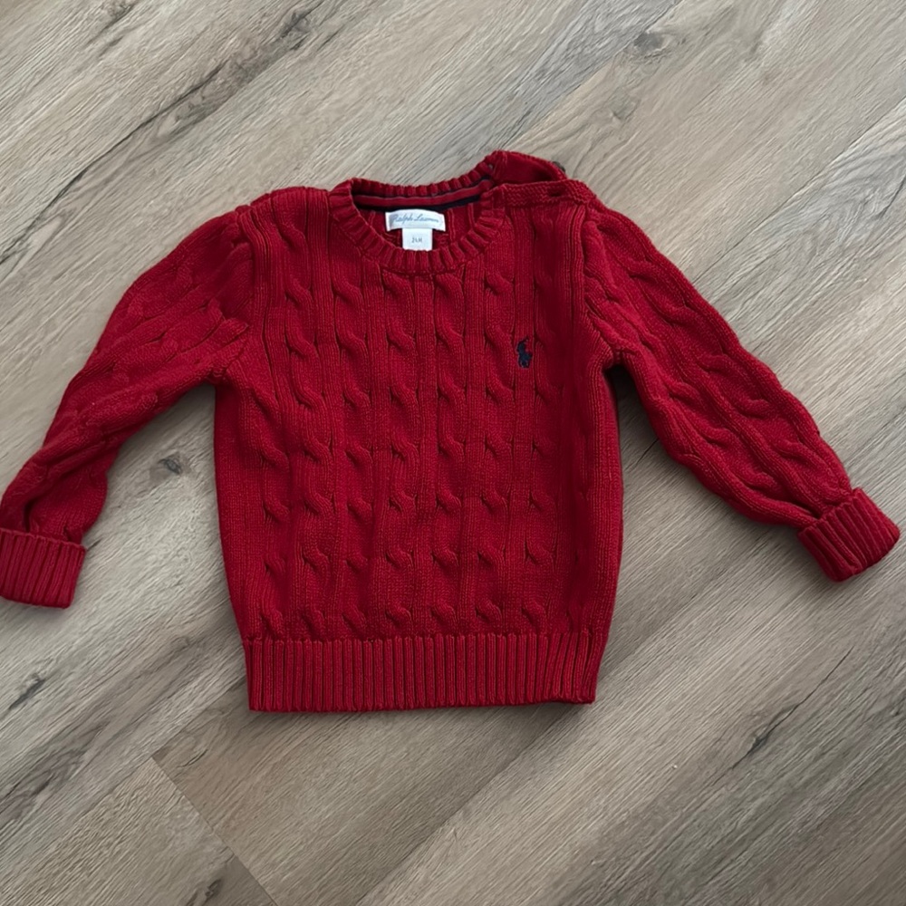 Ralph Lauren Red Cable Knit Sweater